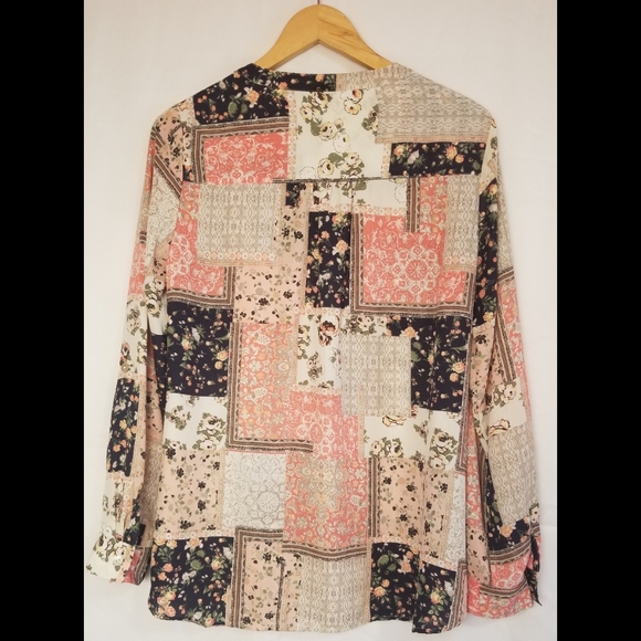 Westport Floral Patchwork Blouse - Pink and Cream Size L - Picture 2 of 6